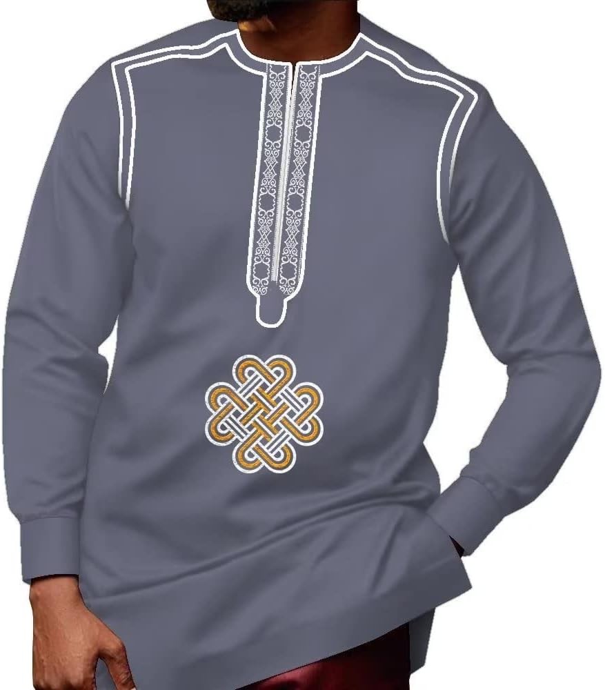 African Mens Shirts Embroidered Traditional African Top for Men