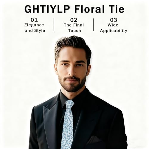 Floral Ties for Men Satin Mens Tie Flower Printed Neck Tie White,green,blue