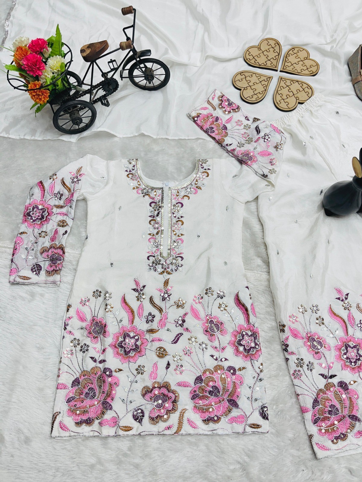 Readymade kids girls sarara party wear eid indian girls designer dress