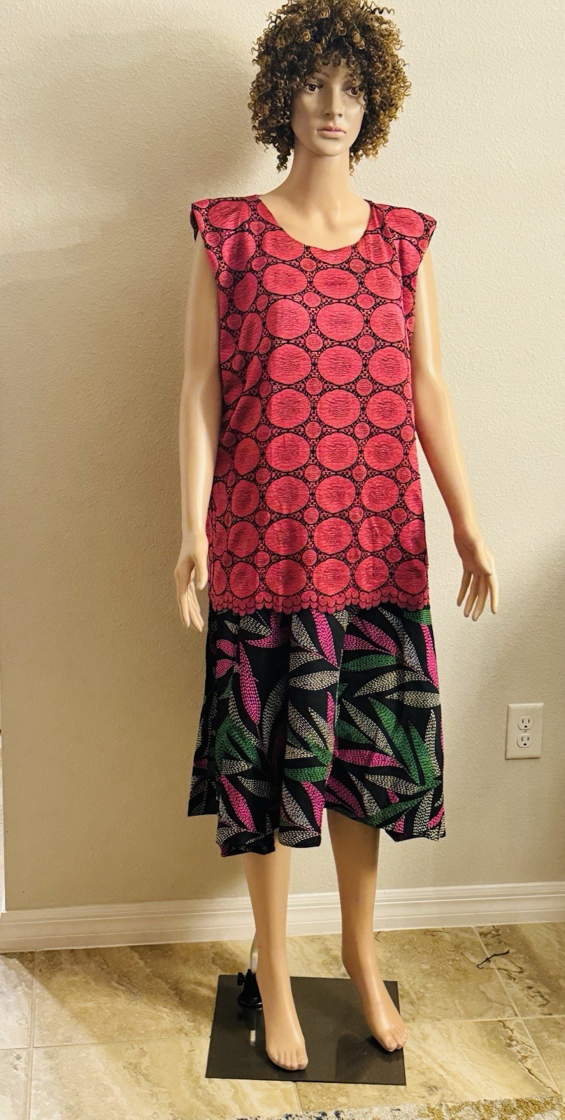 Women’s African Ankara Dress. Embroidered Top
