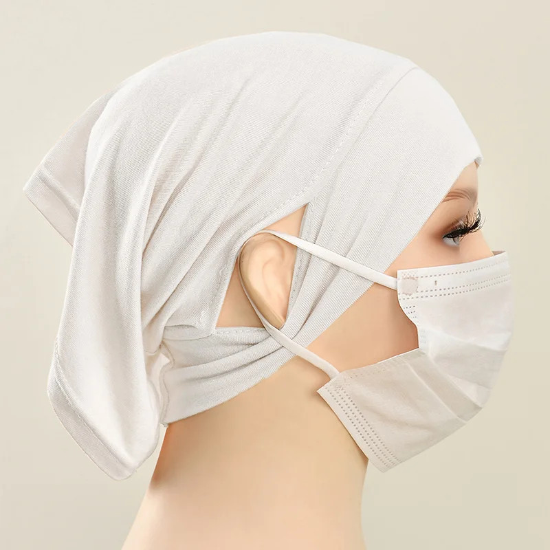 Jersey Cotton Muslim Women Under Hijab Cap With Ear Hole Inner Hijab Cap