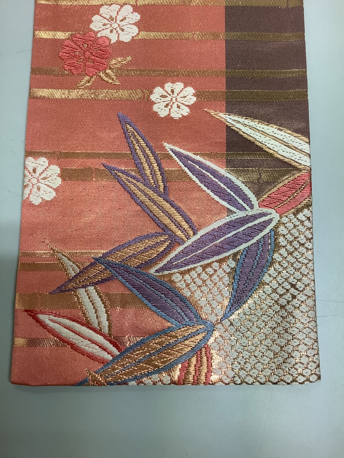 Japanese Vintage Kimono Han Obi silk pink tradition expensive embroidery 170x6in