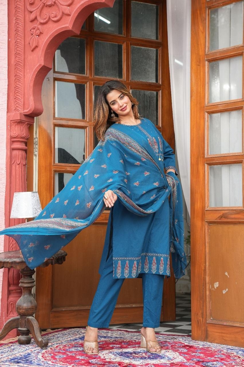 Blue Embroidered Salwar Kameez Readymade Plus Big Size Upto 7XL Kurtis For Women