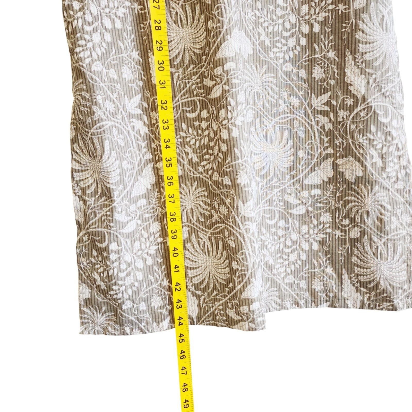 Floral Beige White Kurta Pant Set Lace Trim Details Size Ethnic Lightweight