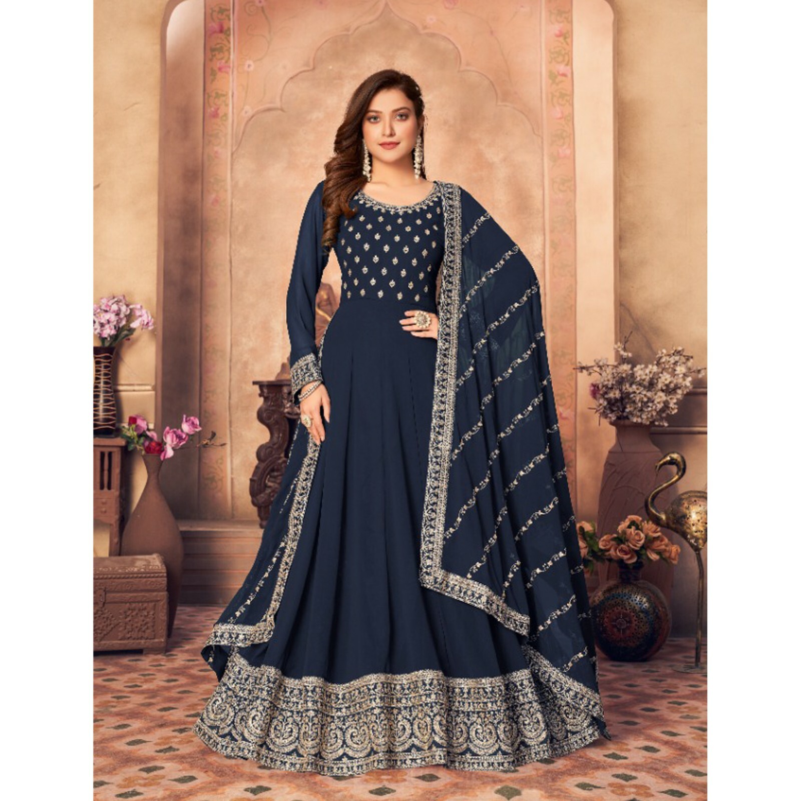 Ethnic Party Wear New Anarkali Gown Salwar Kameez Pakistani Indian Designer Suit