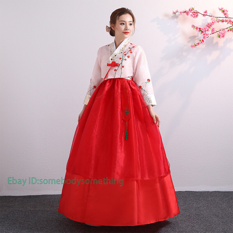 2PCS Womens Hanbok Folk Traditional Costume Korean Princess Dress Vintage