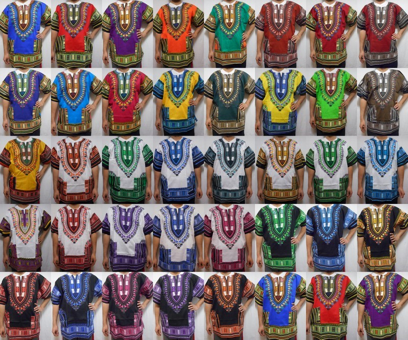 Mens Dashiki Shirts African Blouses Womens Top Vintage 70s Hippie Boho One size