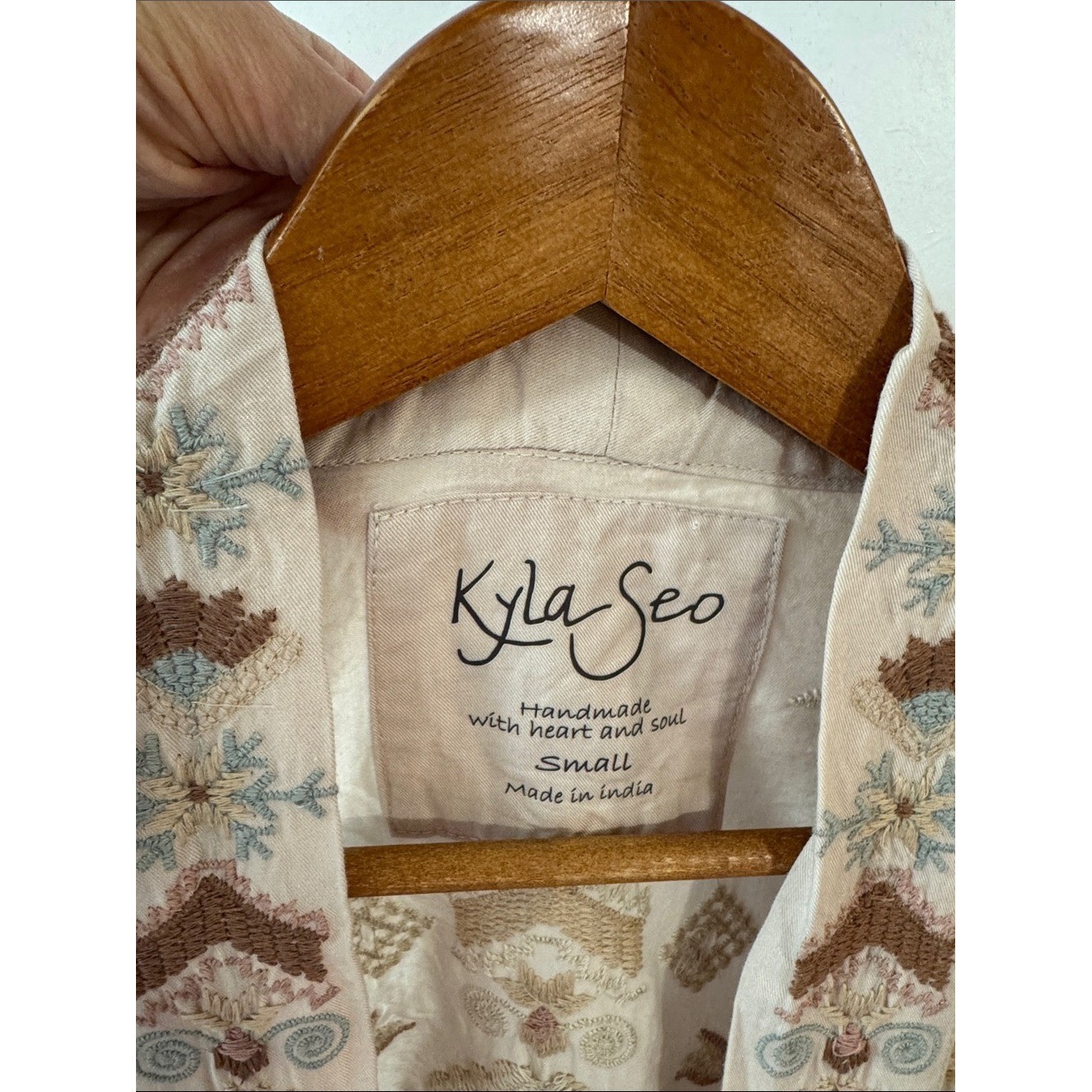 Kyla Seo Handmade Embroidered Boho Duster Jacket Cardigan Small Made in India