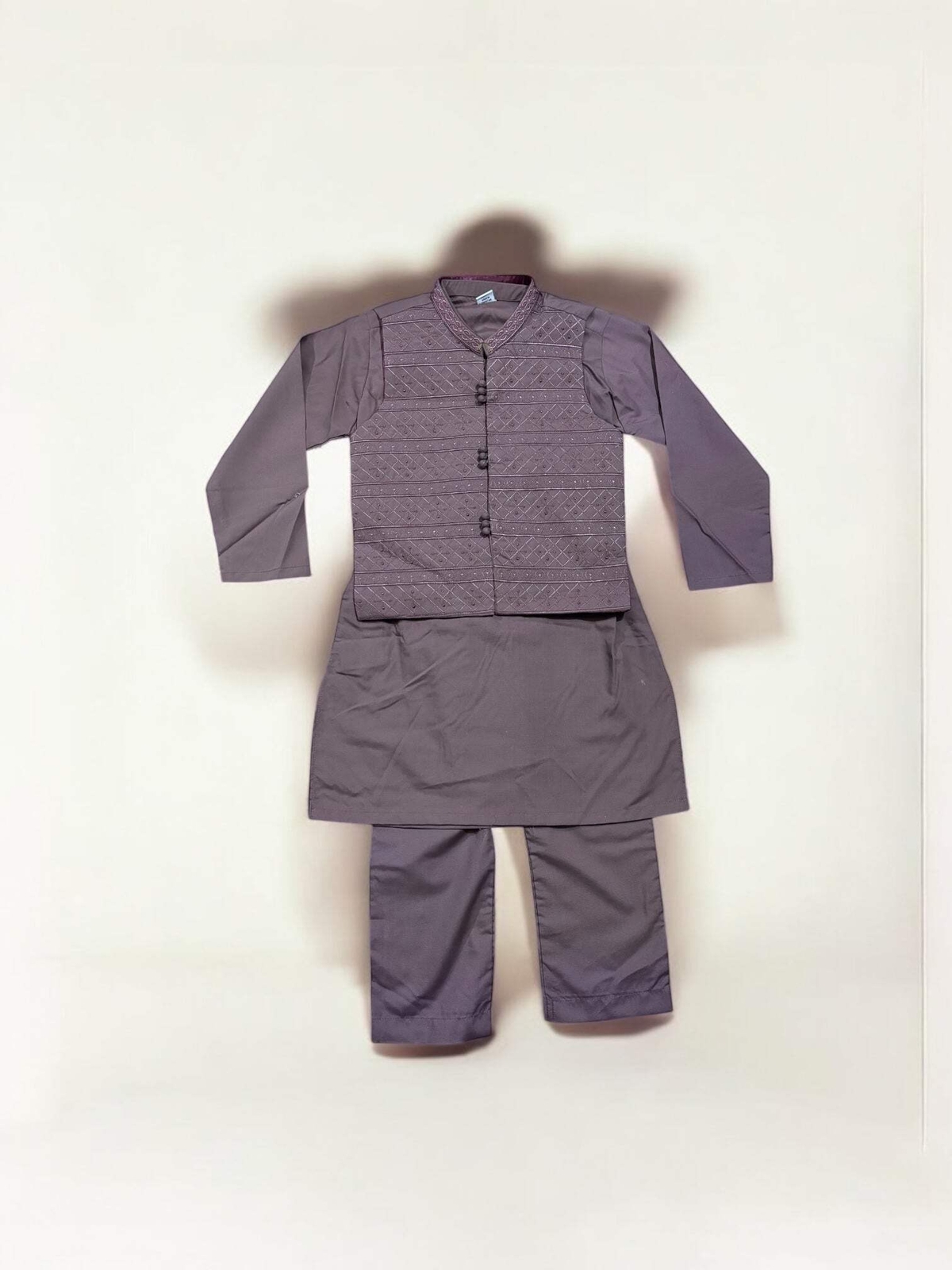 Traditional Soft Cotton Kurta, Pajama and Coat Set for Boys – Ethnic Wear- 212