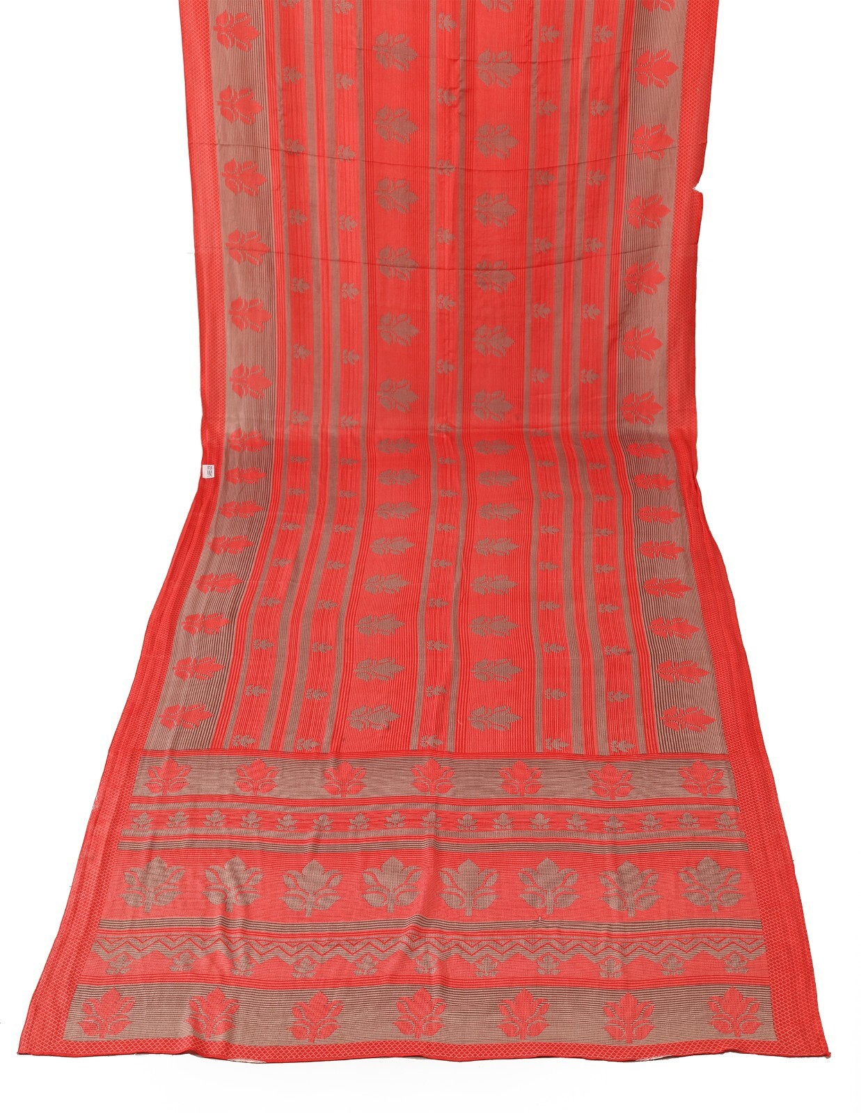Vintage Red & Grey Sarees Pure Silk Printed Indian Sari Craft Dress Fabric 5yd