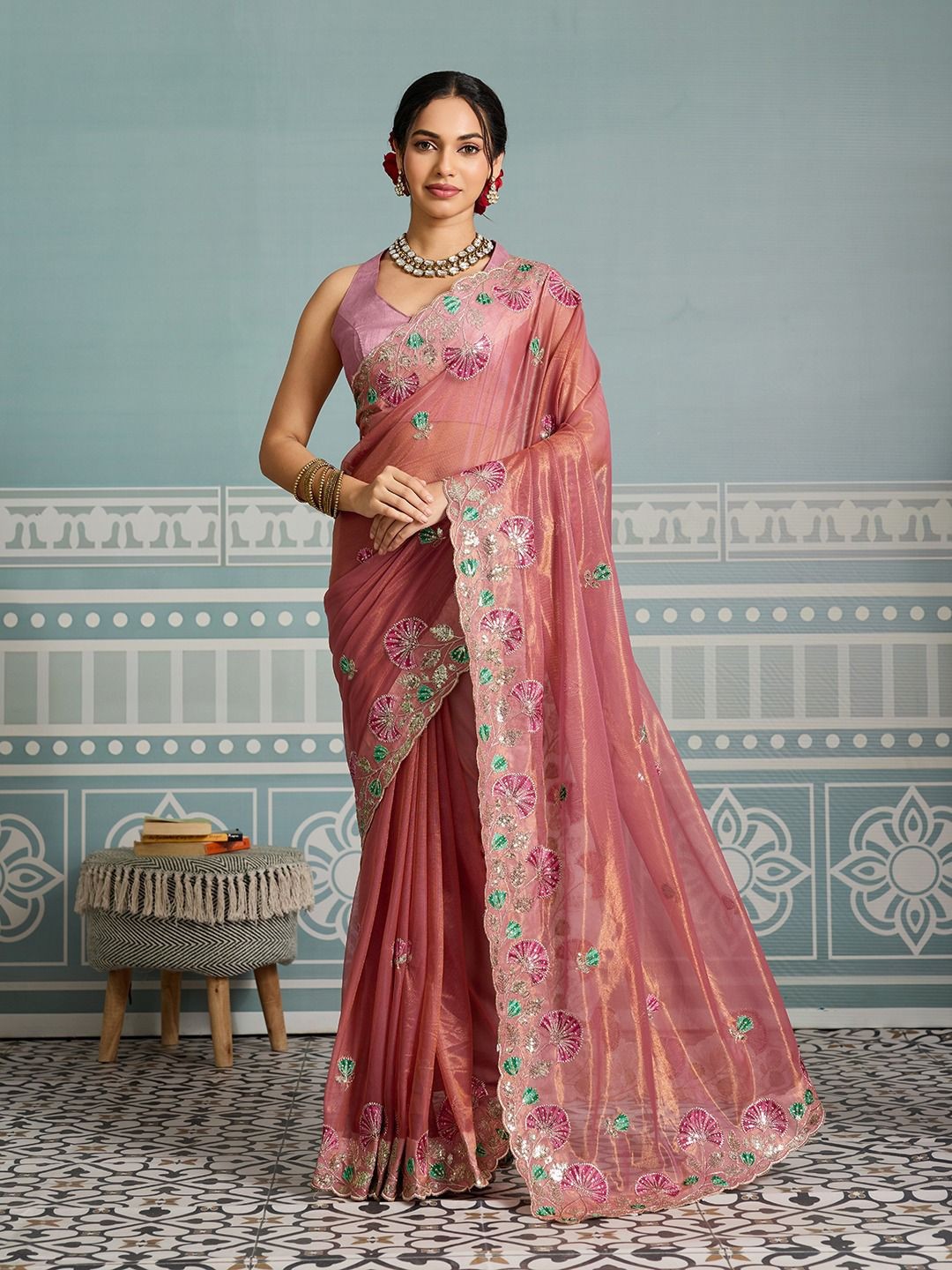Bollywood Indian Saree Pakistani Sari Designer Wedding Party Saree Blouse Ethnic