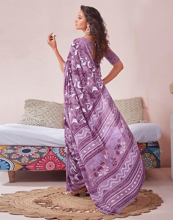 Women’s Floral Printed Georgette Saree with Unstitched Blouse Piece
