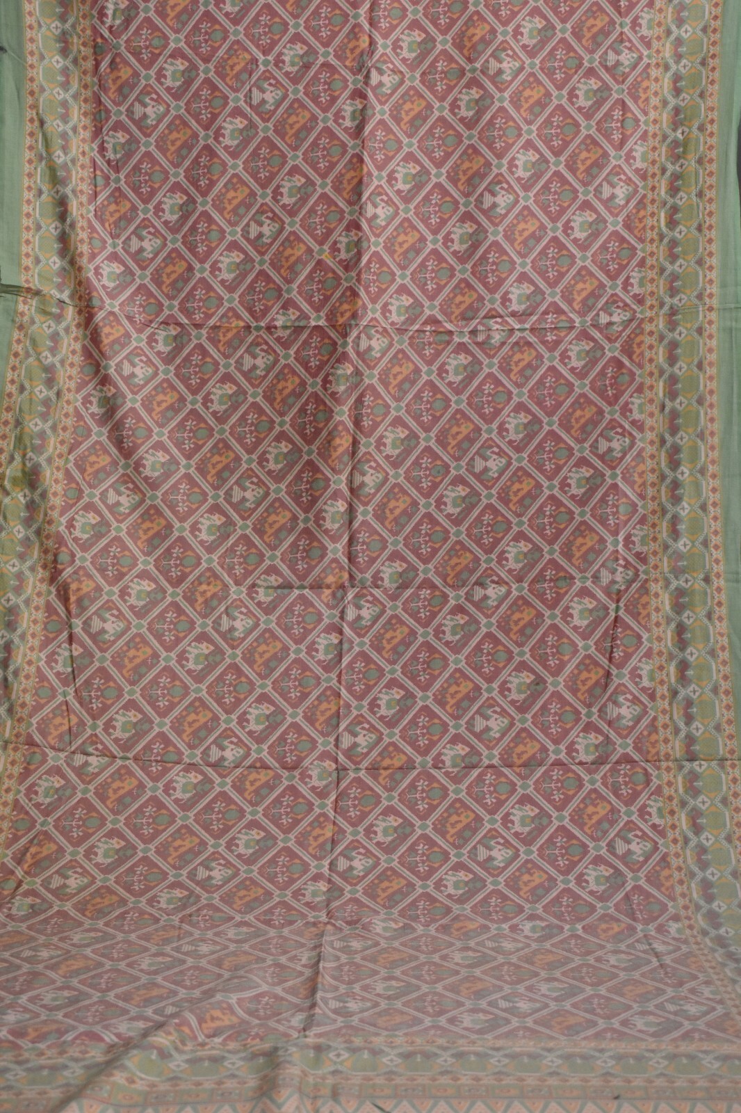 FNC Vintage Saree Maroon Sambhalpuri Hand Woven Ikat Printed Silk Sari Fabric