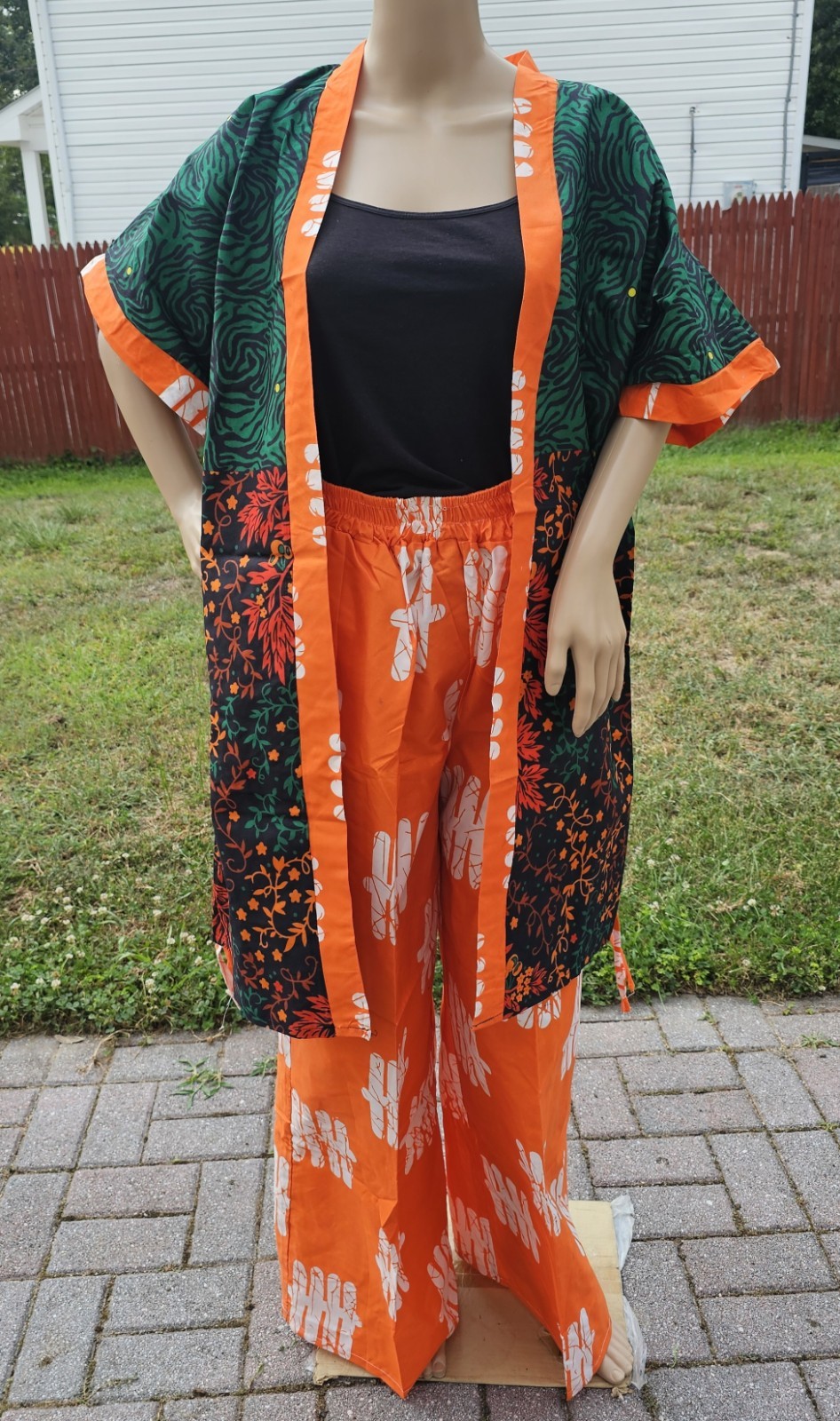 African Print 2 Piece Kimono with Long Pants