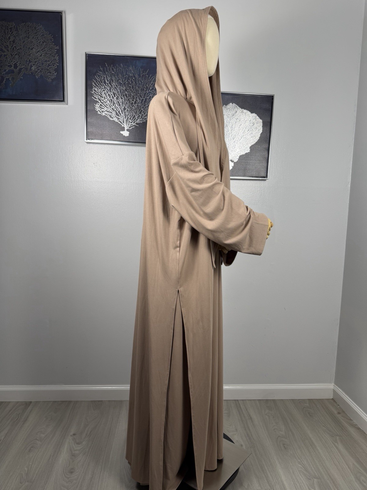 Modest Viscose Tunic and Pants Set with Hooded Hijab Scarf Elegant Muslim Outfit