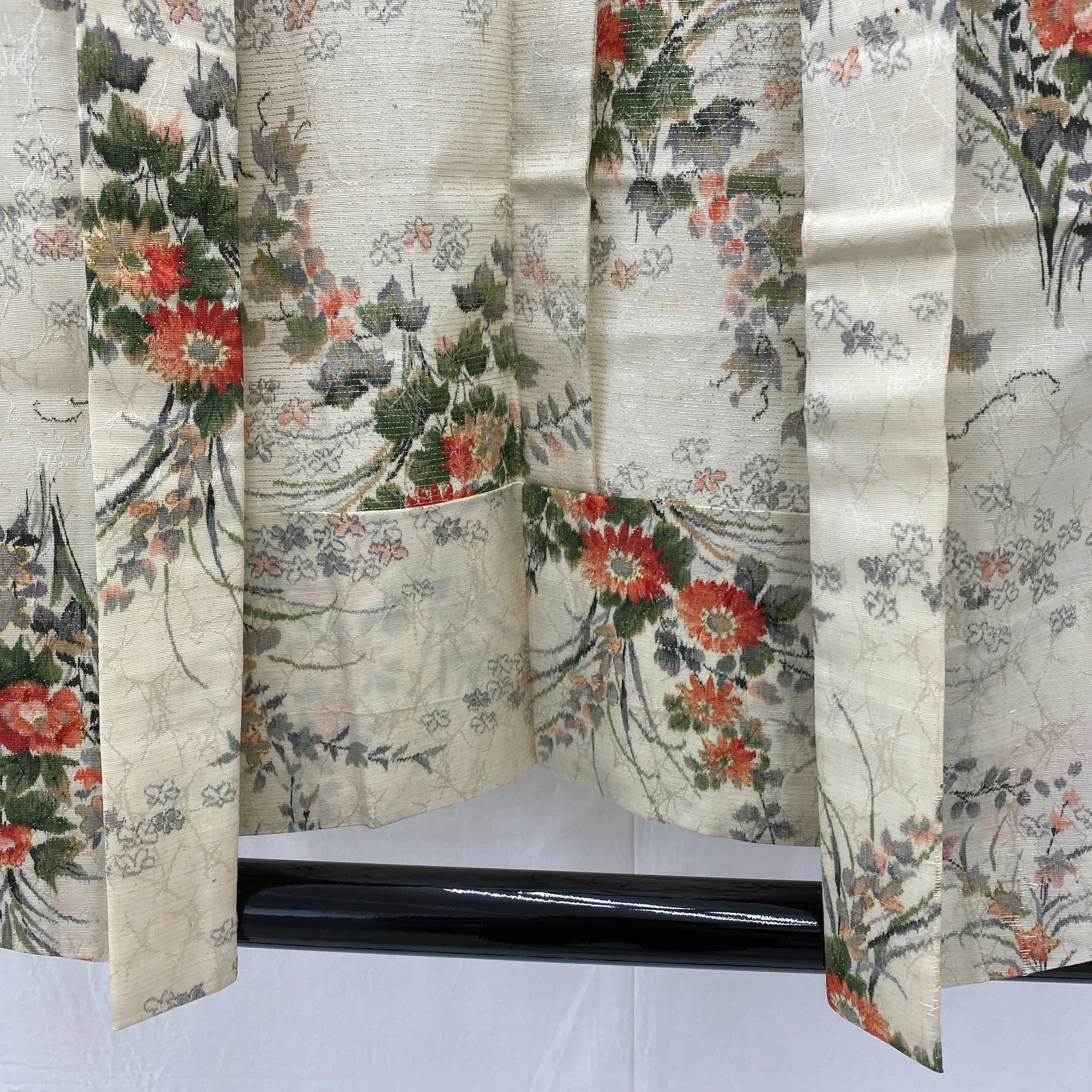 Japanese Vintage Kimono Haori Jacket Silk White Traditional Authentic 28 in