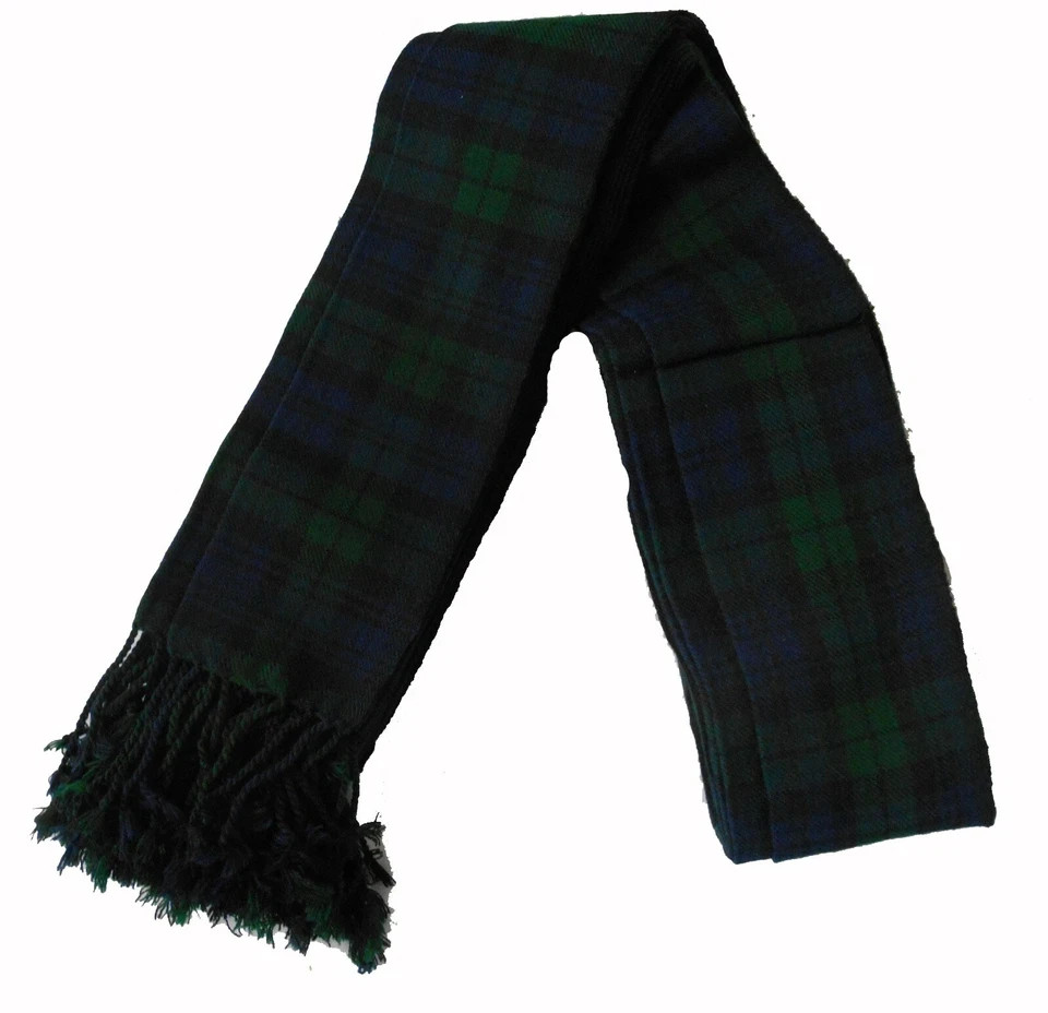 Blackwatch Tartan 3.5 Yards 2 Sides Purled & Fringed Fly Plaid