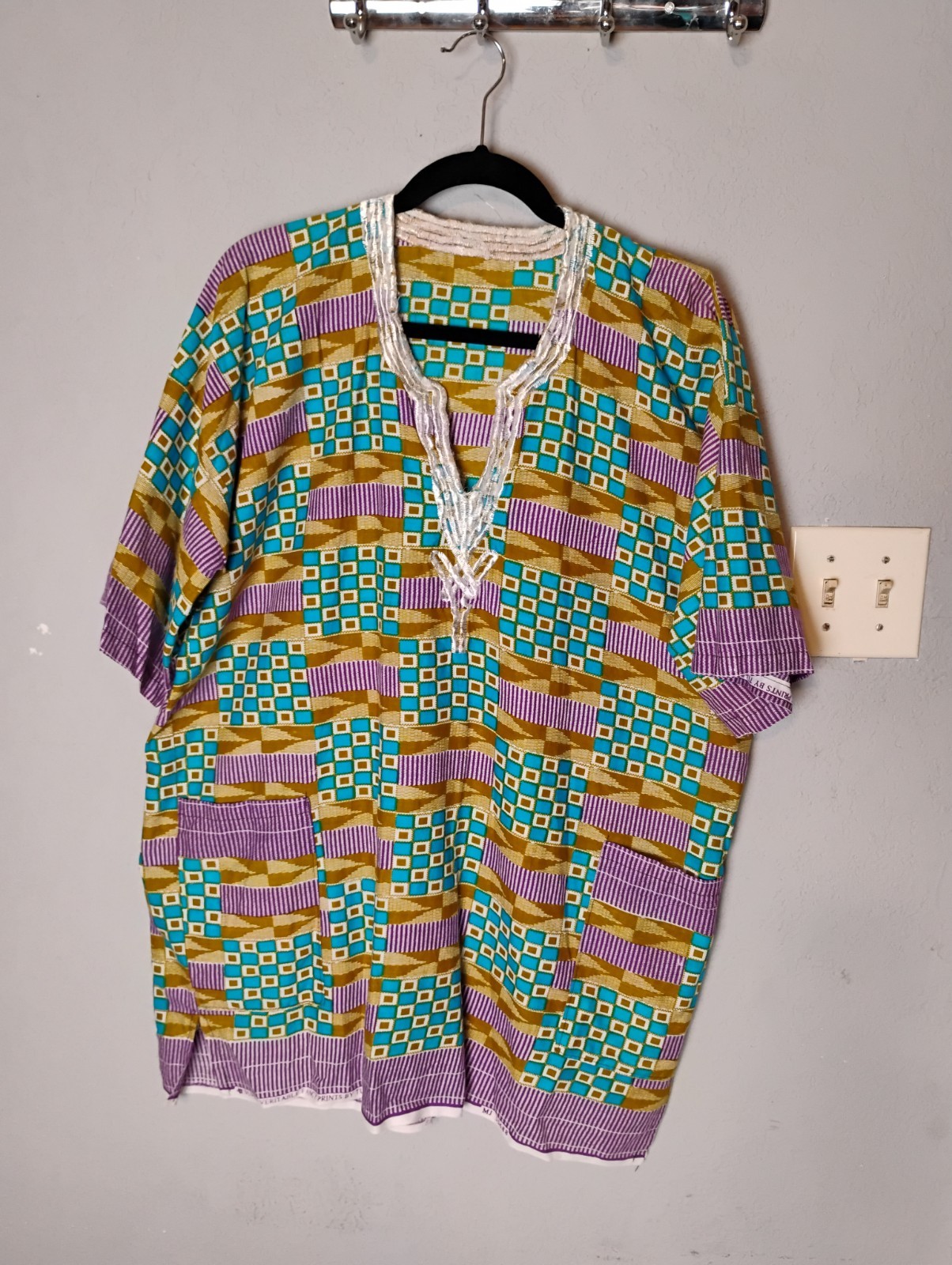Vintage 1960s/70s African Print Dashiki Tunic Shirt