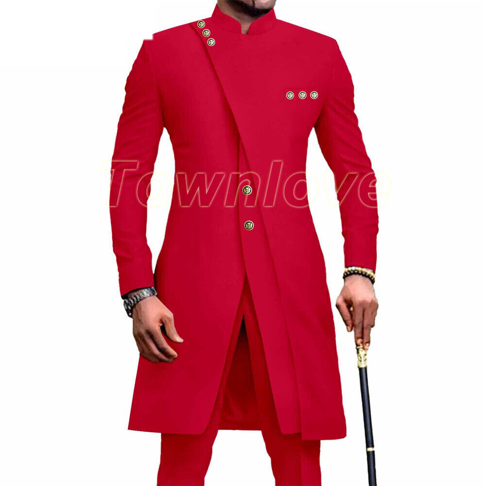 Men’s African 2 Piece Set Traditional Shirt and Pants Set Suit Middle East Suit