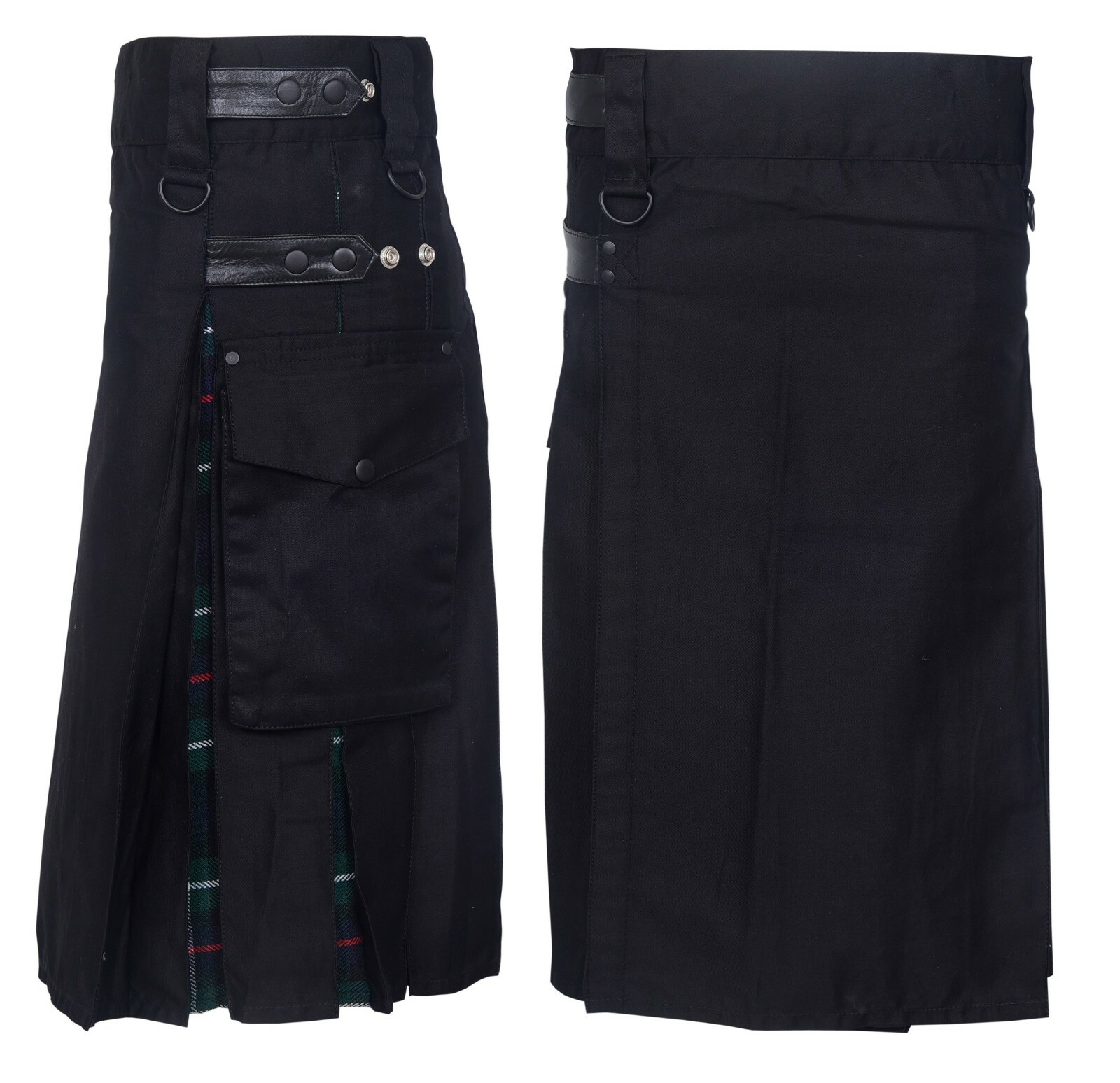 Men’s Hybrid Leather Straps, Cotton & Tartan Utility Kilt – Mackenzie