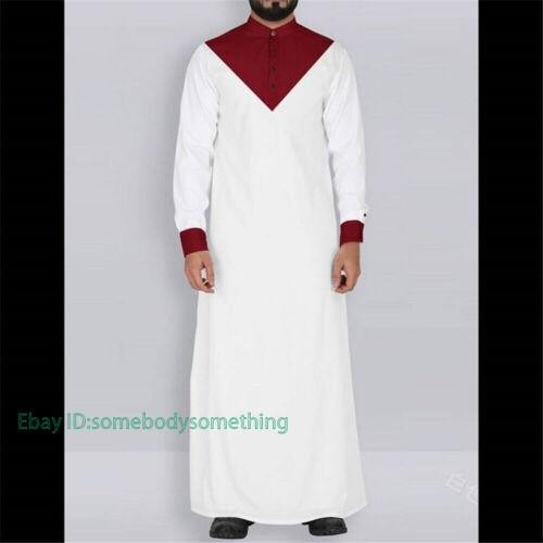 Men’s National Costume Long Sleeve Muslim Clothing Arab Kaftan Long Dress Robe