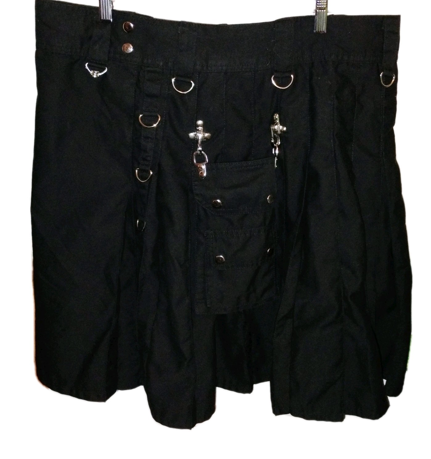 Scottish Unique Shop Grand Gothic Utility Kilt Black Cotton Men Size 42 Accents