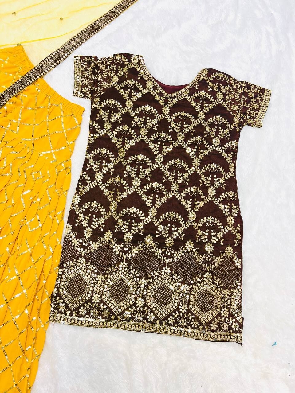 Presenting New Collection Vichitra Silk Patiala Suit For Women & Girls
