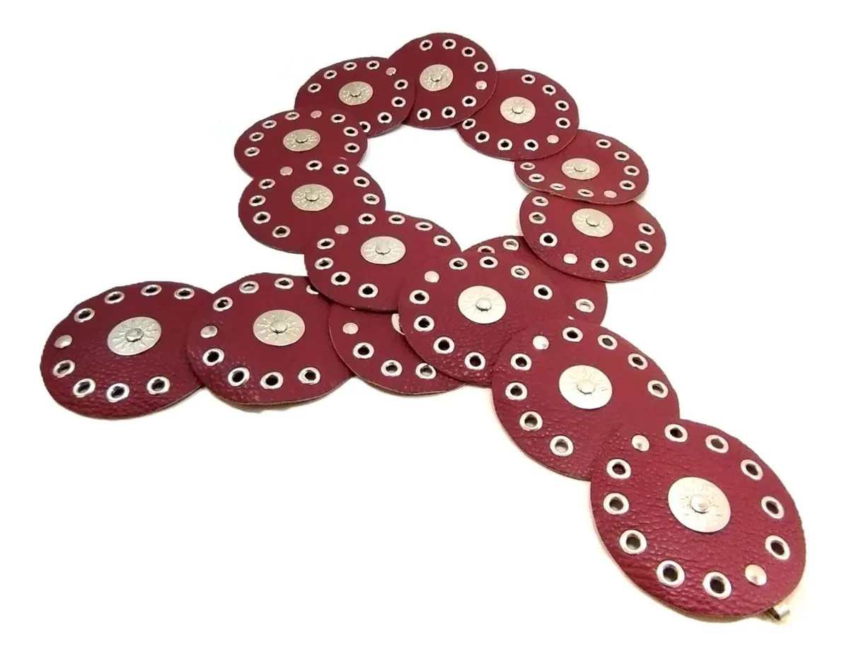 Cinturón Ancho Faja De Gajos Eco Cuero Circulos Rojo 8,5 Cm