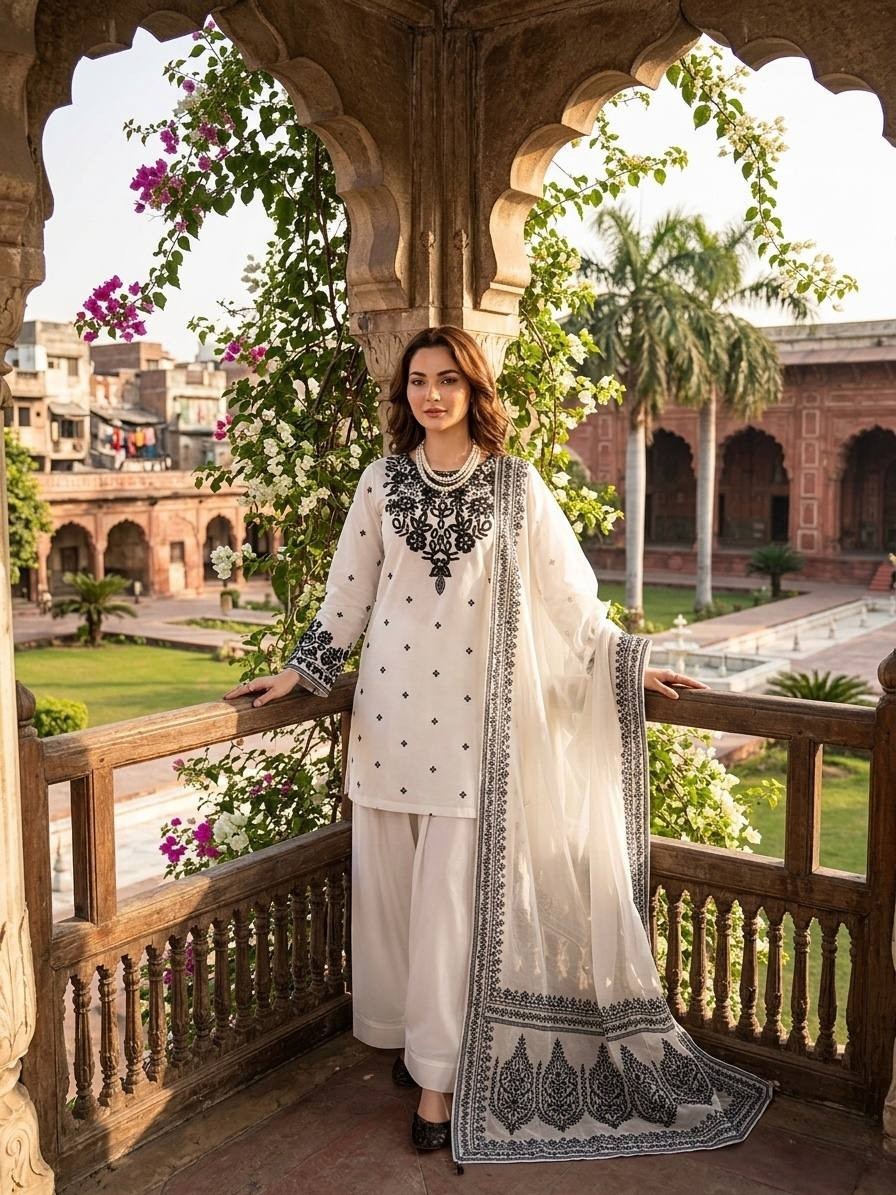New Launching Natural Crep White Top Bottom With Dupatta For Function Wear