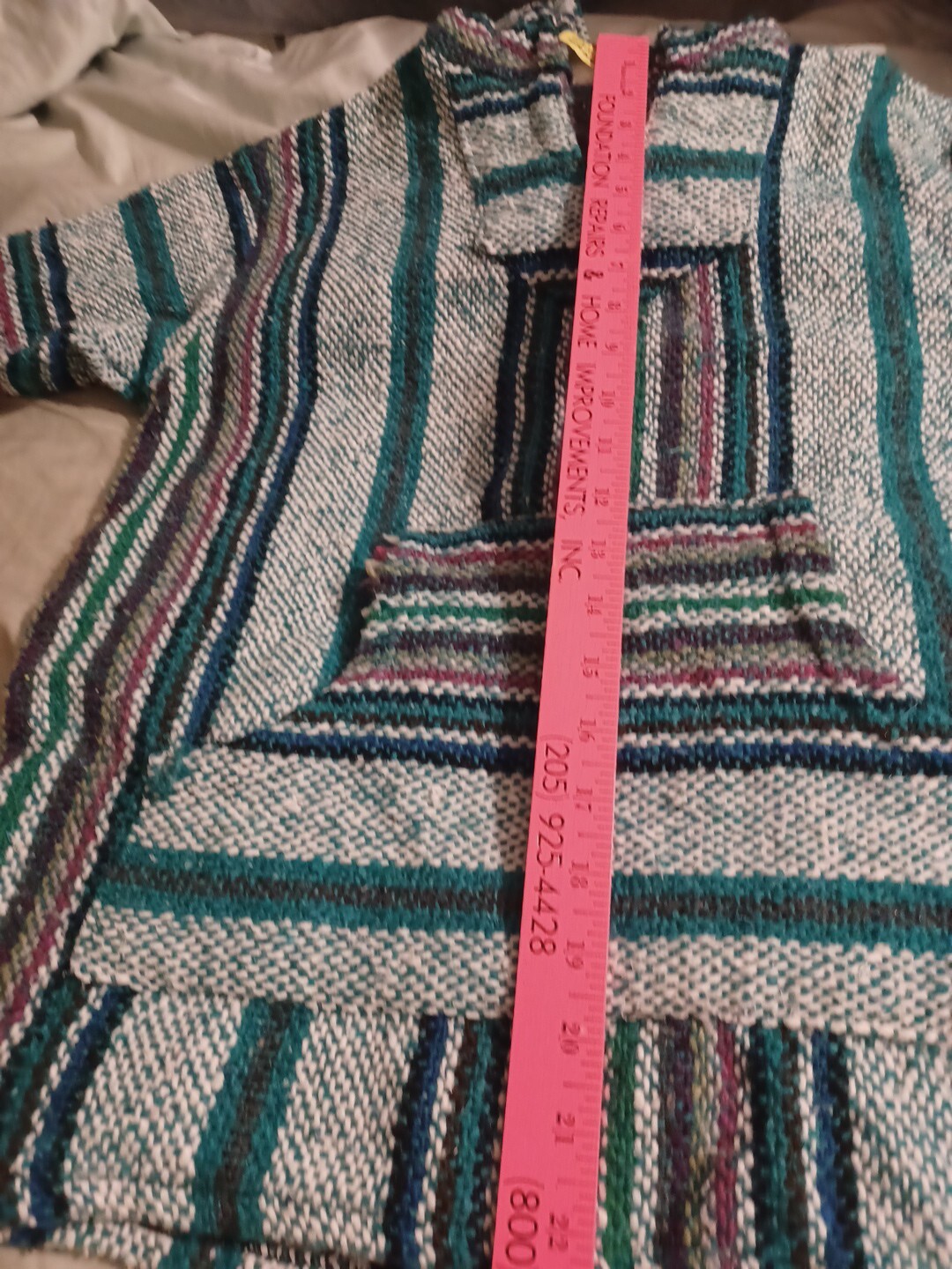 Frank’s Mexican Woven Poncho Pullover Baja youth Medium Multi Hoodie Drug Rug