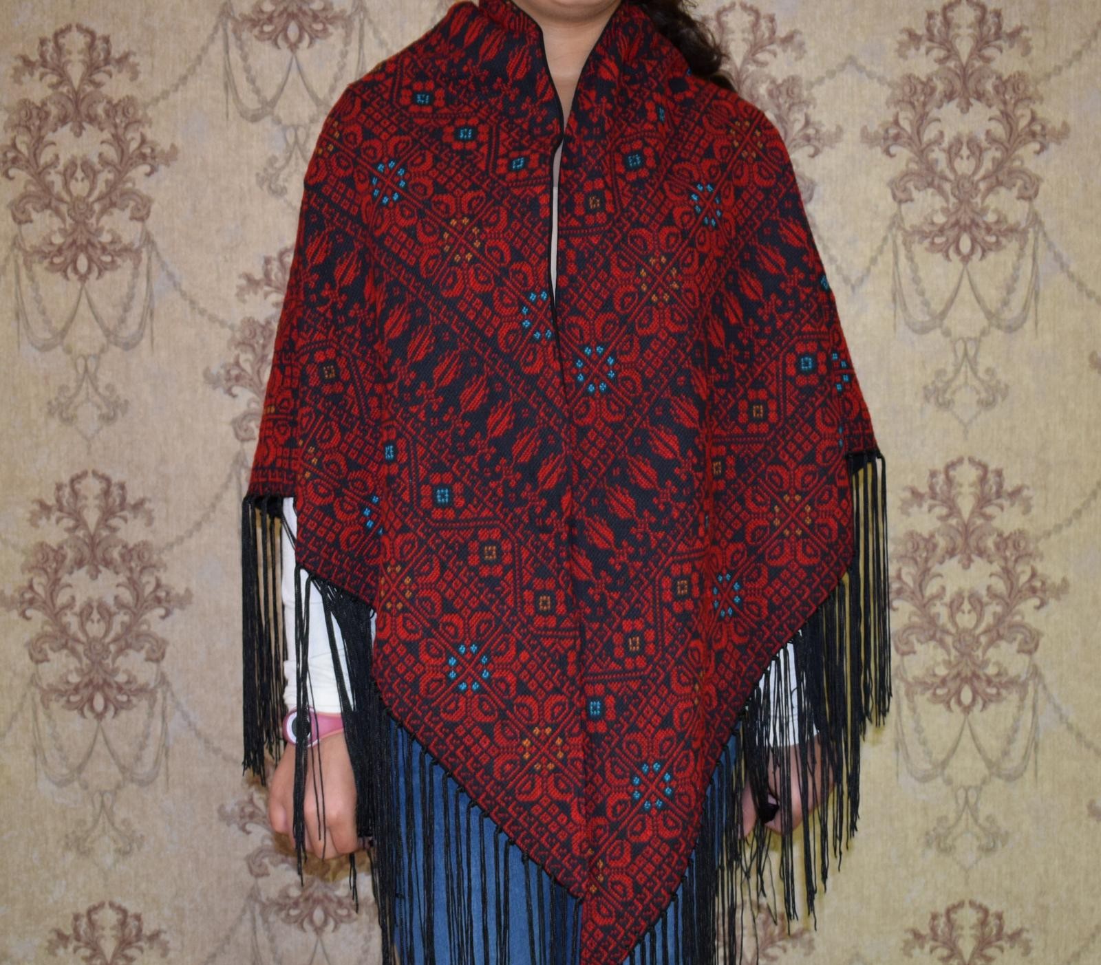 Palestinian Bedouin Embroidered Shawl Scarf – Handmade Tatreez Wrap