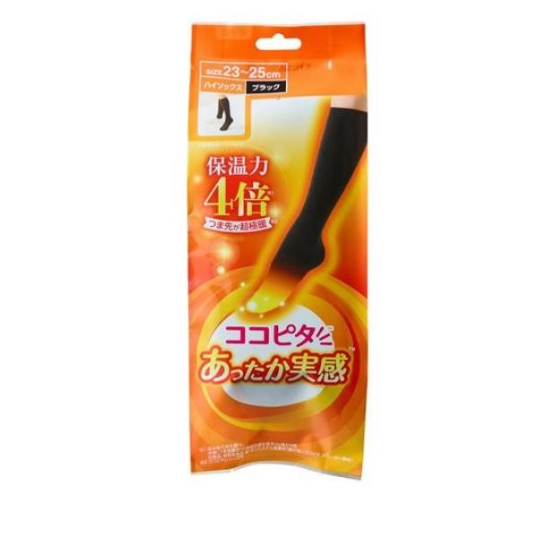 [Cocopita] [Women] [High Socks] [Black] [23-25cm] Warm Plain Socks