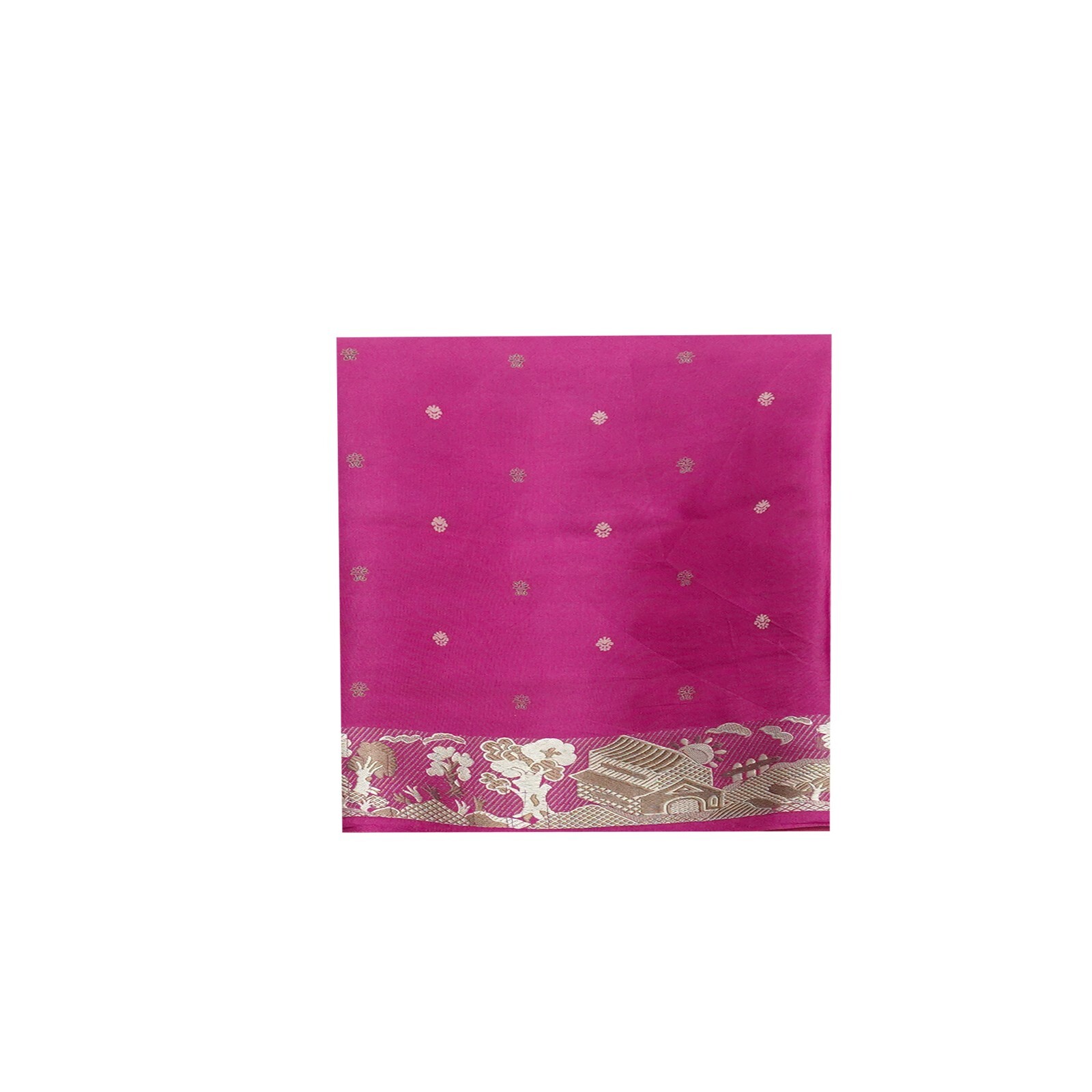 Vintage Magenta Pink Sarees 100% Pure Silk Printed Indian Sari 5YD Craft Fabric