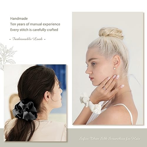 4PCS Large Satin Silk 1 Count (Pack of 4) Black White Silver Champagne