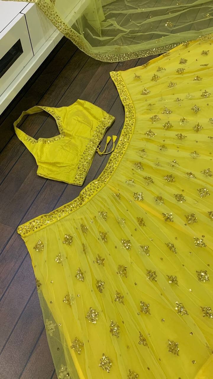 HALDI SPECIAL SOFT NET LEHENGA CHOLI WITH BEAUTIFUL DUPATTA FOR WEDDING WEAR