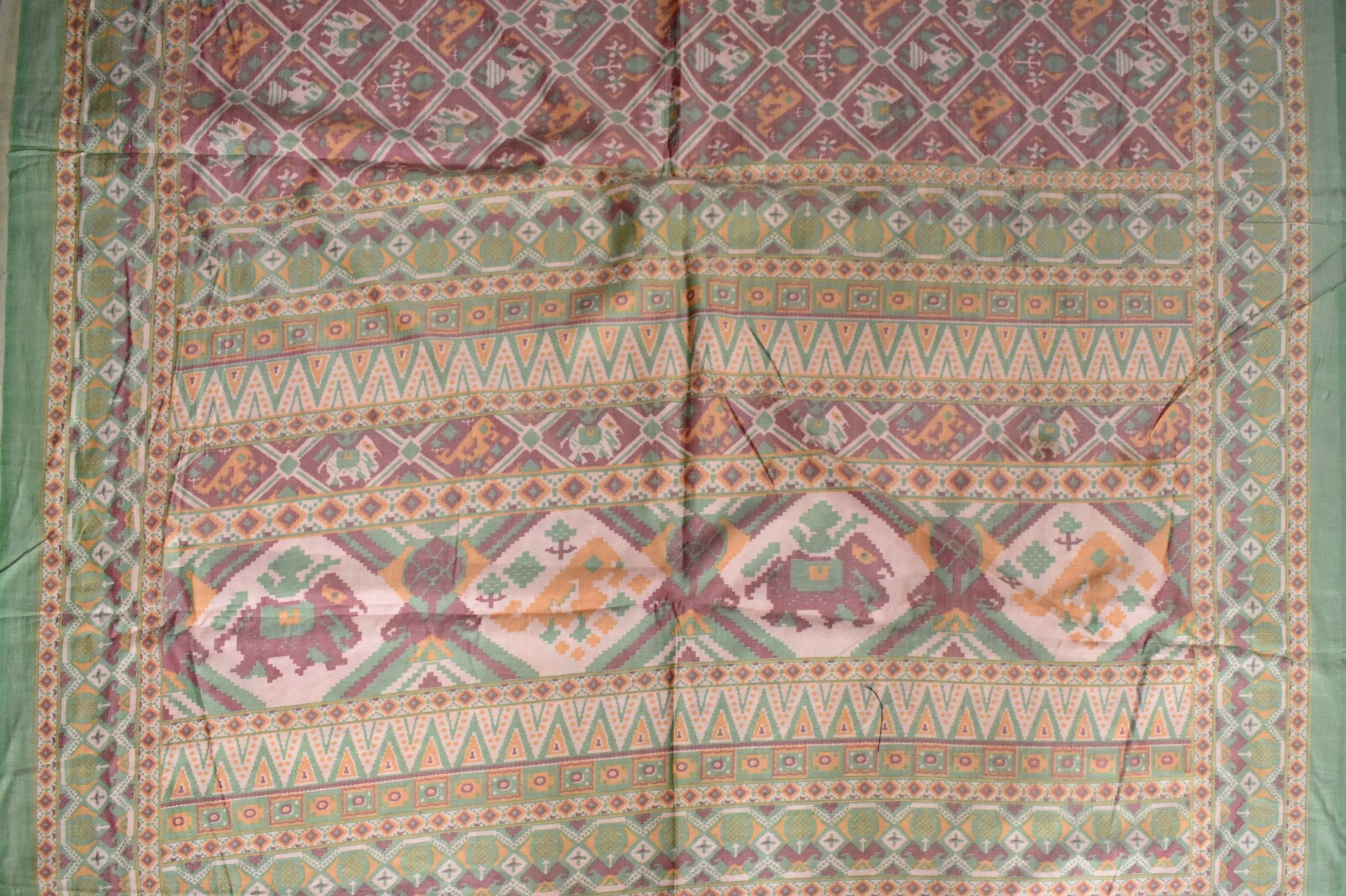 FNC Vintage Saree Maroon Sambhalpuri Hand Woven Ikat Printed Silk Sari Fabric