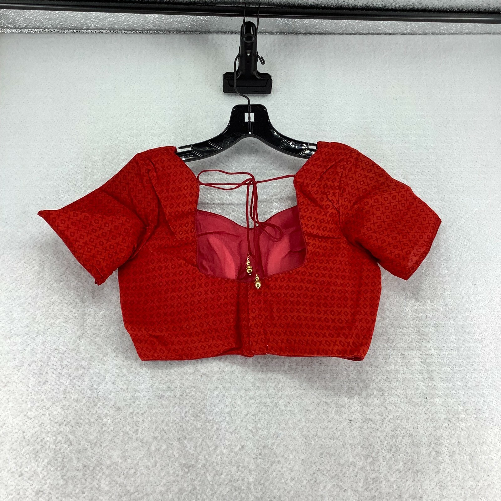 Hari Parney Red Yellow Hook And Eye Printed Saree Blouse Choli Set Size Small