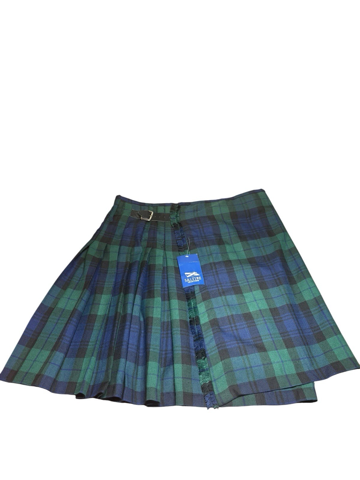 NEW Saltire Collections Blackwatch Tartan Kilt Sz 42 Pleated Scottish Green/Blue