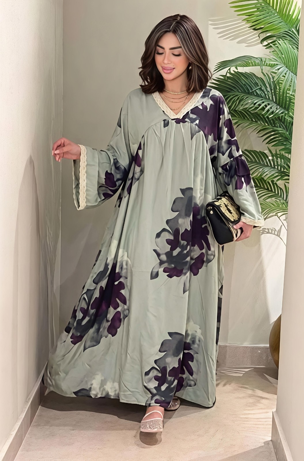 Women Kaftan Abaya Jilbab Long Sleeve Islamic Muslim Dubai Gown Robe Maxi Dress