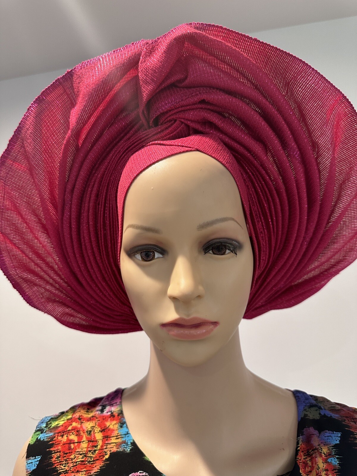 Elegant and Beautiful African Pink Ace auto gele for women