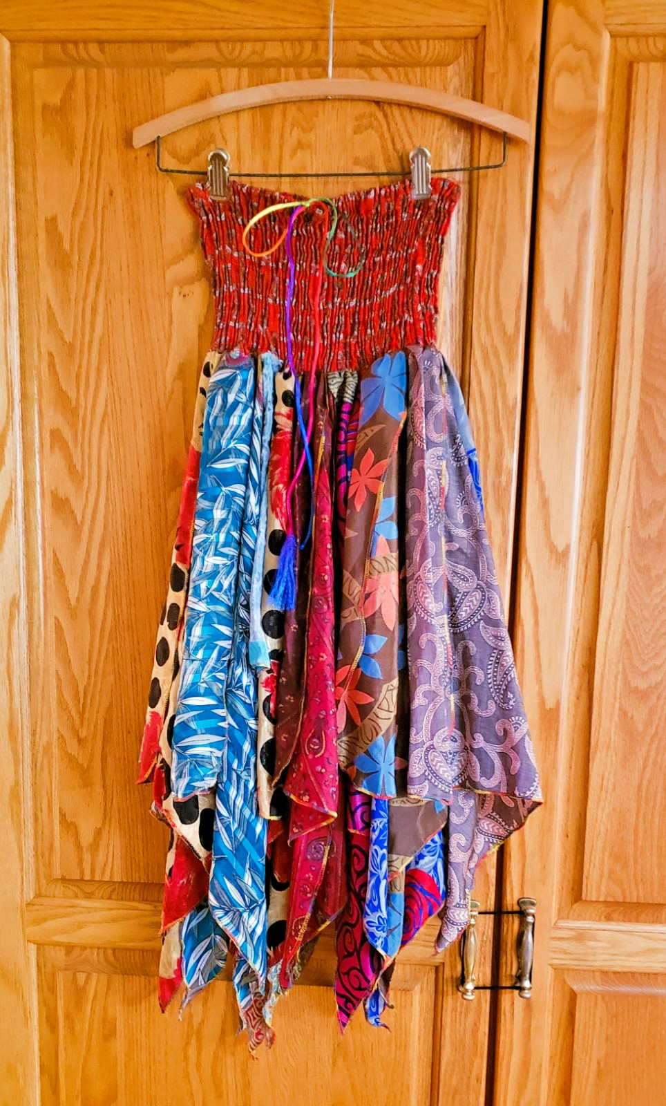 Handmade Indian Sari Patchwork Handkerchief Hem Fairy Festival Skirt/Dress Sz S