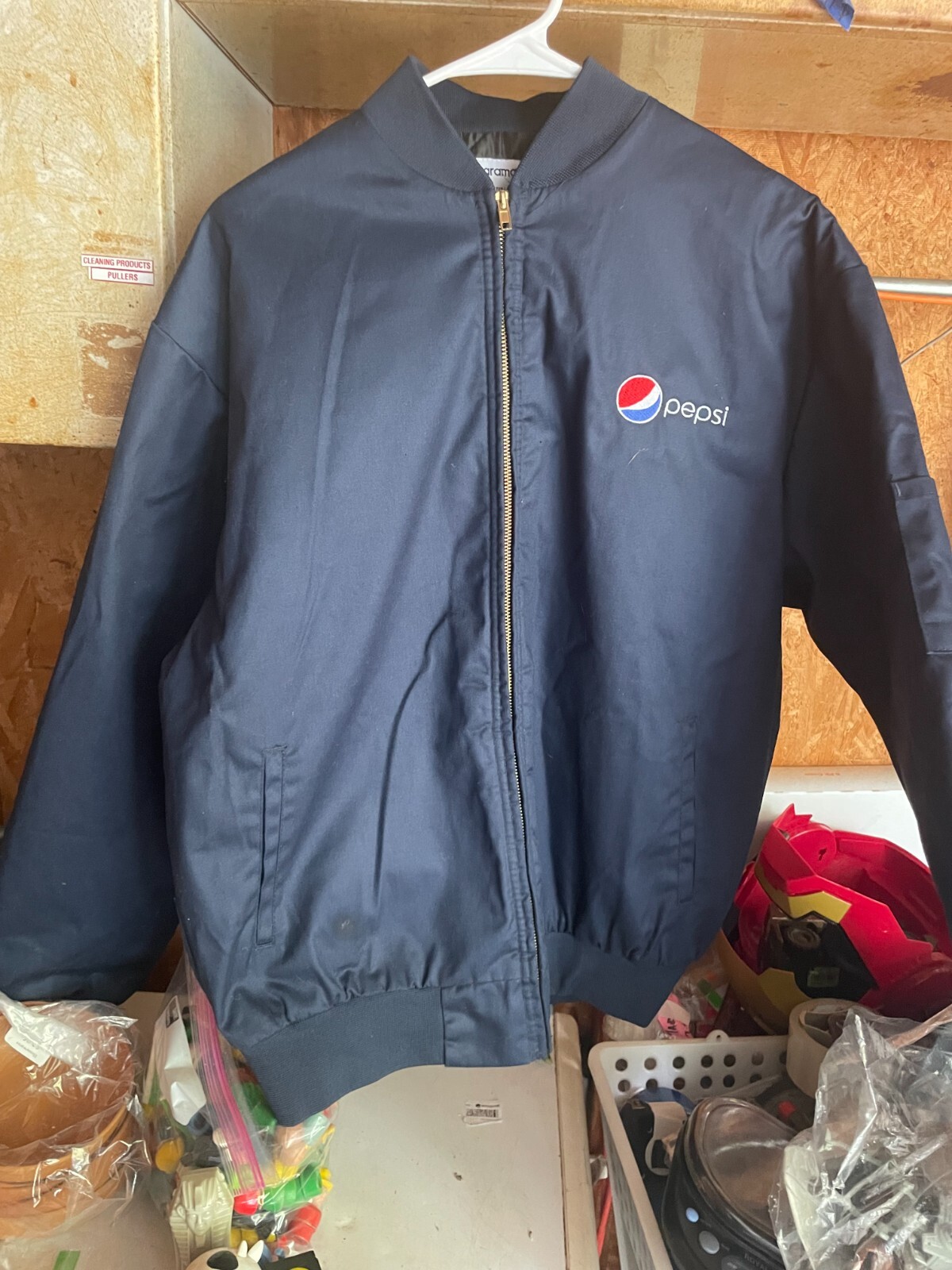 Vintage Aramark PEPSI Men’s Size L Full Zip Blue Quilted Jacket Coat