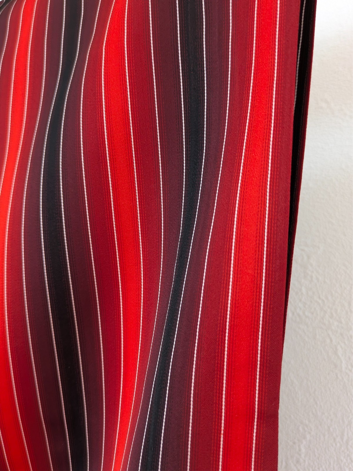 Vintage Japanese Kimono Rain Coat Red Black Vertical Stripes Water Repellent