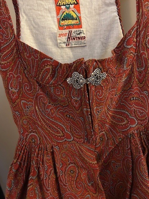Vintage Austrian Dirndl Hanna Salzburger Trachten Brocade Dress EU 36 (us 4-6)