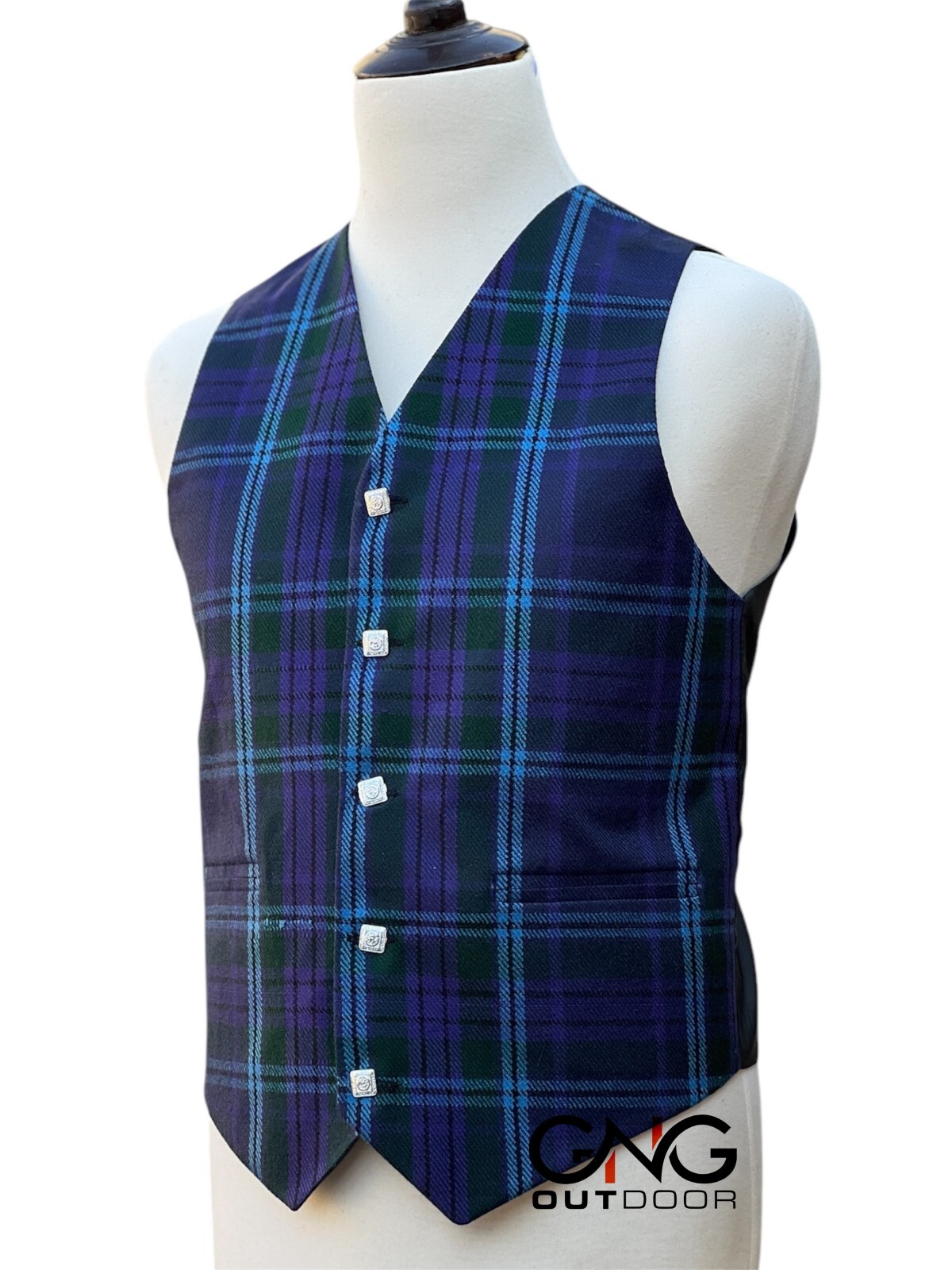 Men’s Wedding Spirit of Scotland Tartan Vest 5 Button Scottish Kilt Waistcoat