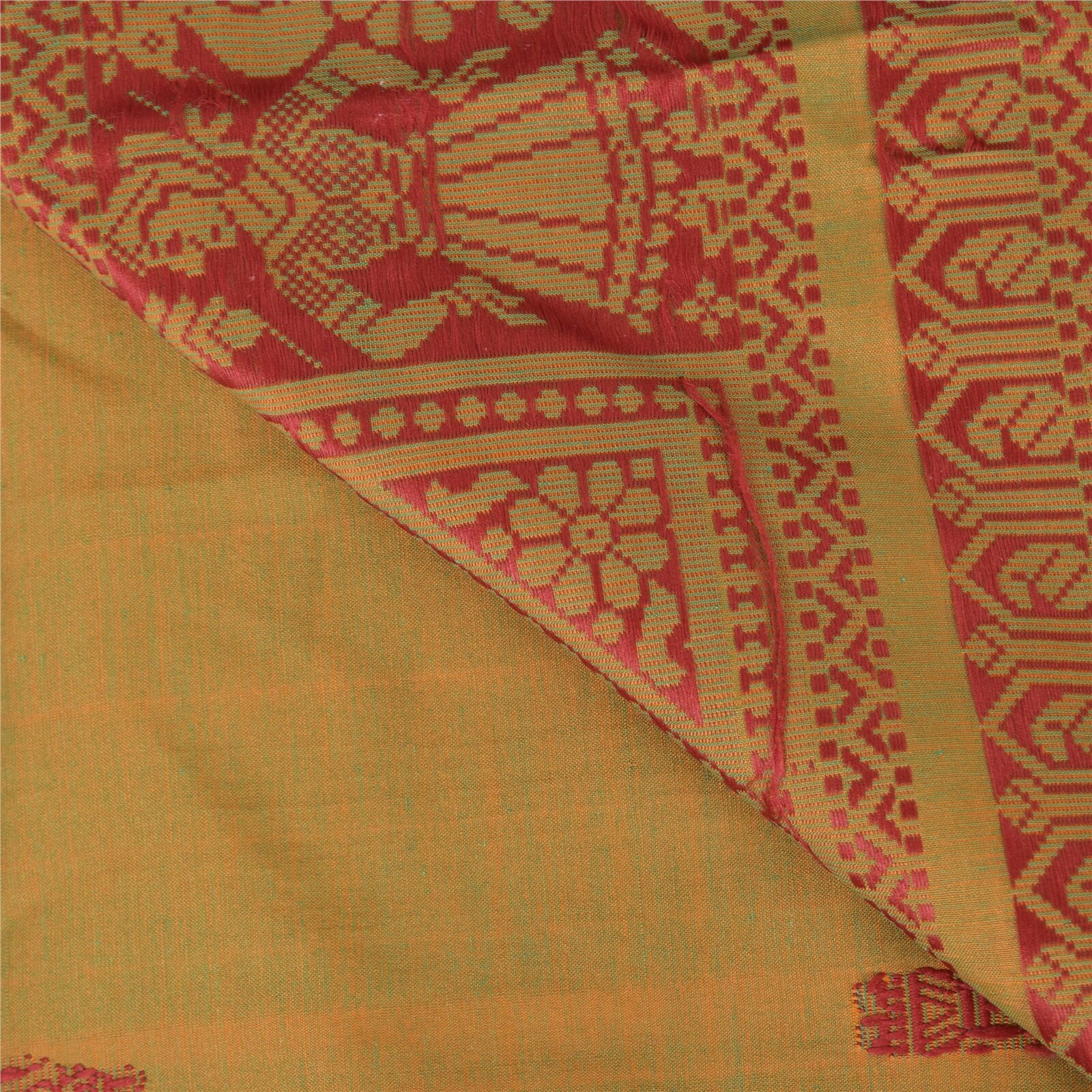 Sanskriti Vintage Blend Cotton Woven Baluchari Sarees Green Premium Sari Fabric