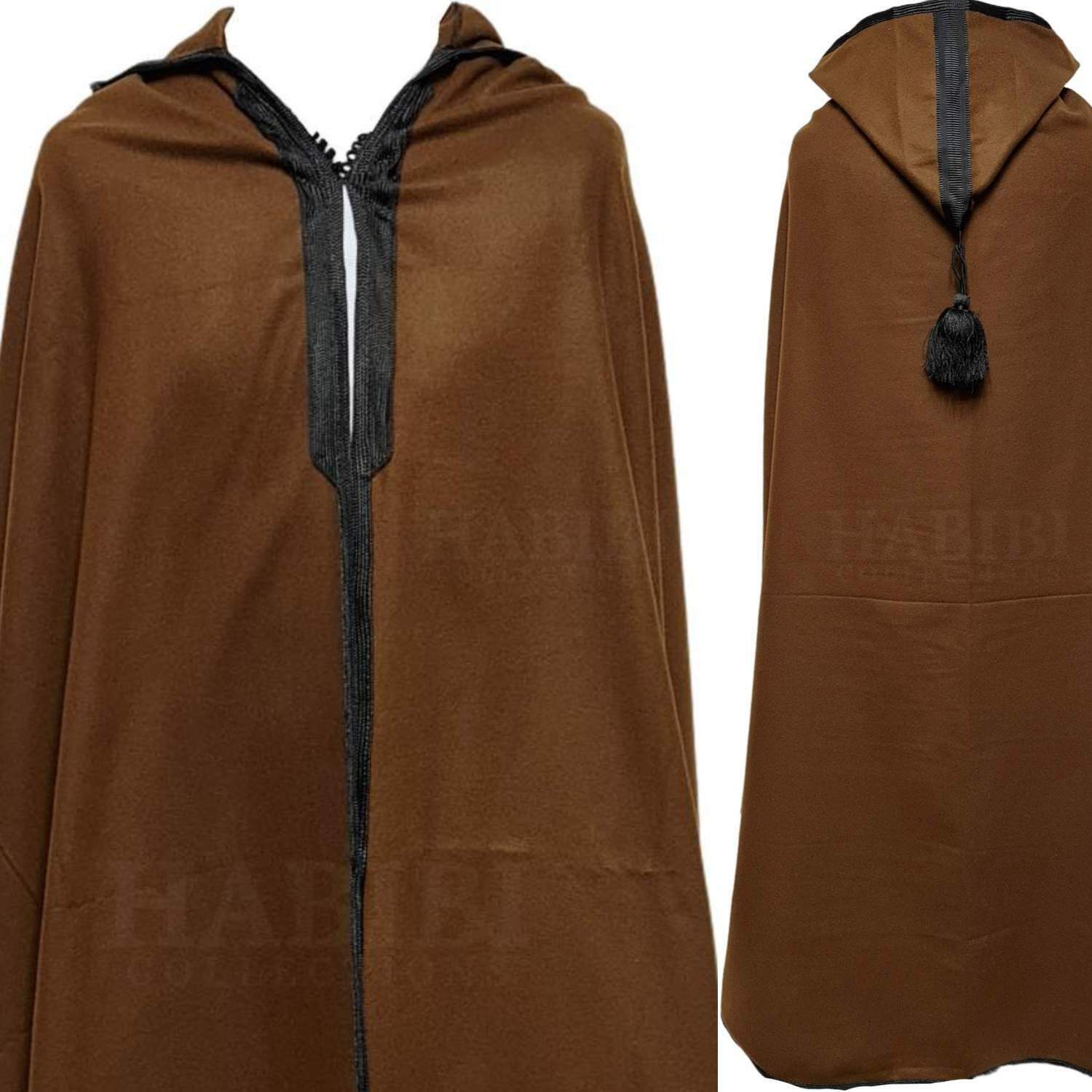Moroccan Djellaba Cloak Cape Brown Cashmere Wool Blend Silham Burnous