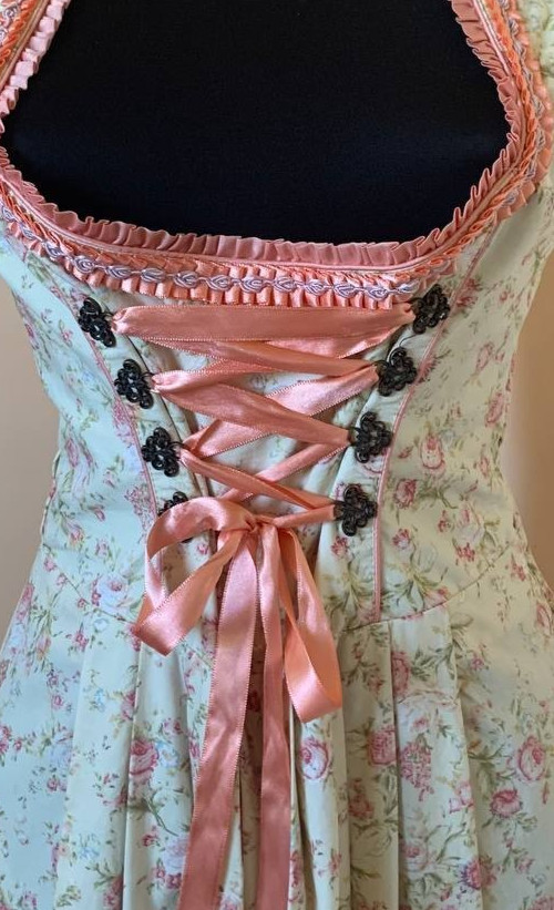 Alpenfee Dirndl Dress Apron Floral Lace Up Trachten Oktoberfest EU 42 Romantic