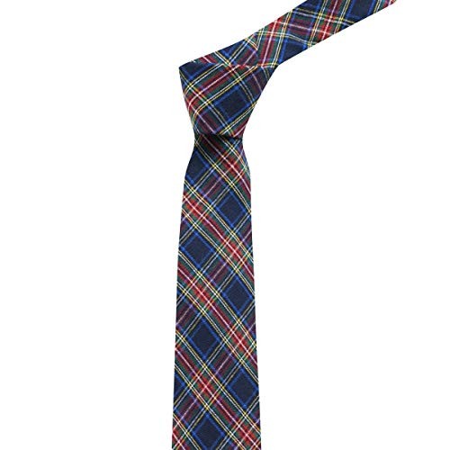 King & Priory Traditional Navy Blue Tartan Necktie, Check, Plaid