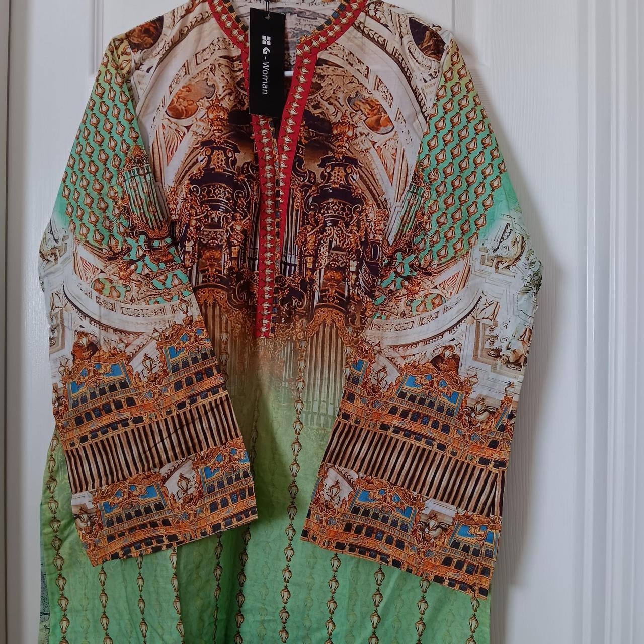 NWT GUL AHMED Size XL Cambric Cotton Kurti Pakistani Designer digitally printed